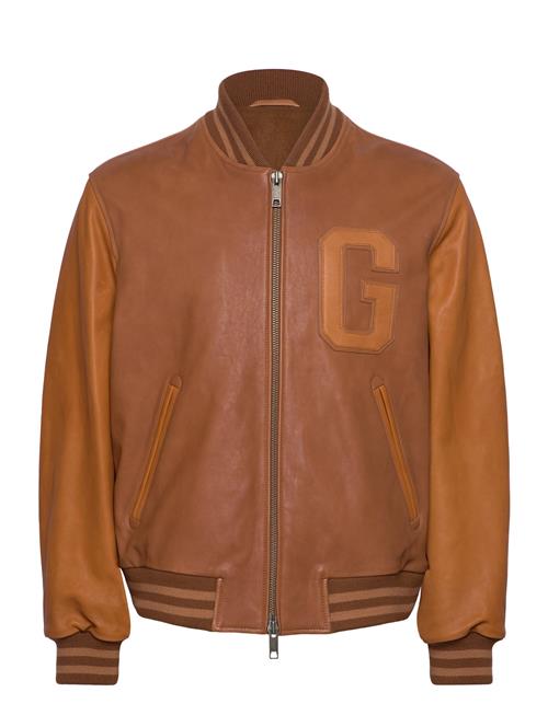 GANT Leather Varsity Jacket GANT Brown