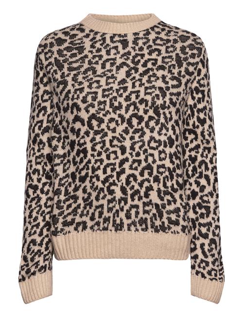 Leopard-Print Sweater With Contrasting Trims Mango Beige