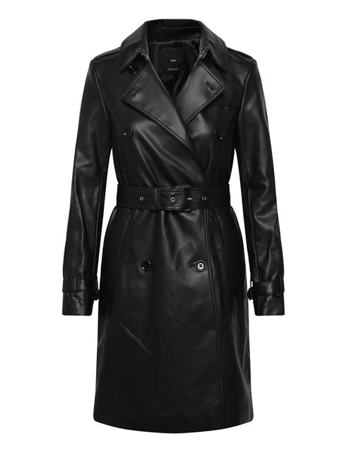 Mango Leather-Effect Trench Coat Mango Black