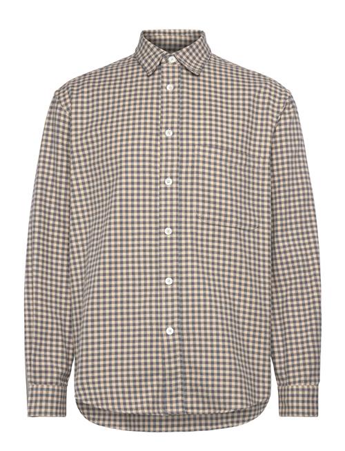 Garment Project Relaxed Long Sleeved Shirt - Grey/Beige Check Garment Project Beige