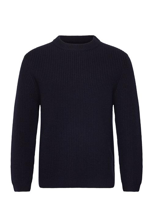 Boxy Wool Knit - Dark Grey Melange Garment Project Navy