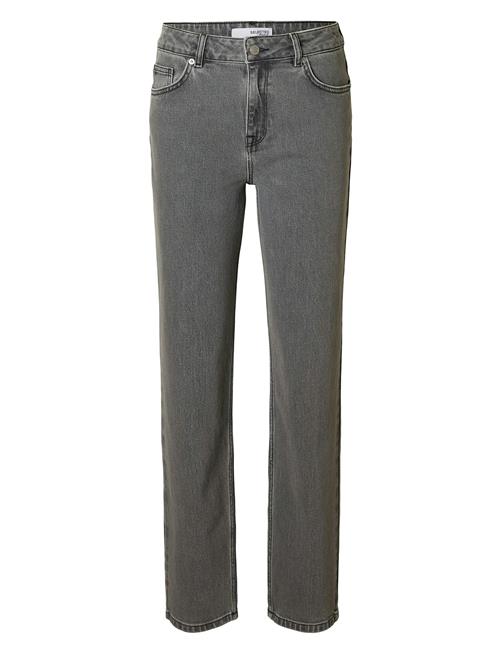 Selected Femme Slfalice Mw Straight Eloise Grey Jeans Selected Femme Grey