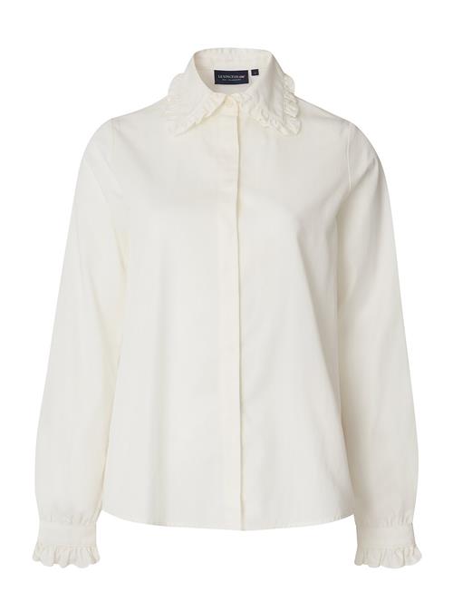 Lexington Clothing Kristin Lyocell/Cotton Blend Ruffle Blouse Lexington Clothing White