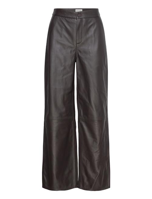 Malina Felise High Rise Wide Leather Pants Malina Brown