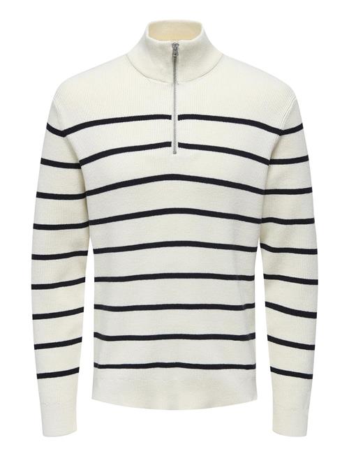 ONLY & SONS Onsphil Reg 12 Struc Half Zip Knit Noos ONLY & SONS White