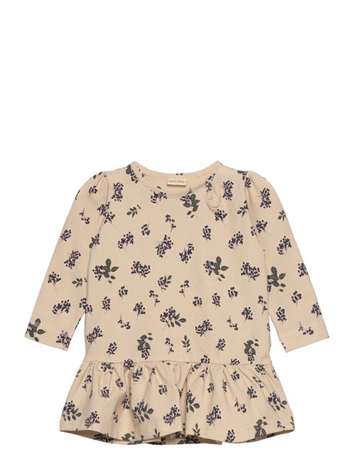 Dress L/S Gather Printed Petit Piao Beige