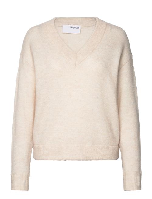 Selected Femme Slfmaline Ls Knit V-Neck Noos Selected Femme Beige