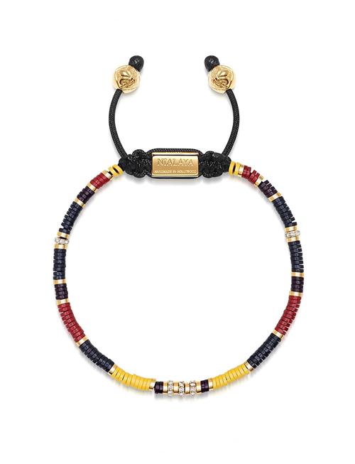 Nialaya Men's Beaded Bracelet With Black, Yellow And Red Mini Disc B Nialaya Patterned