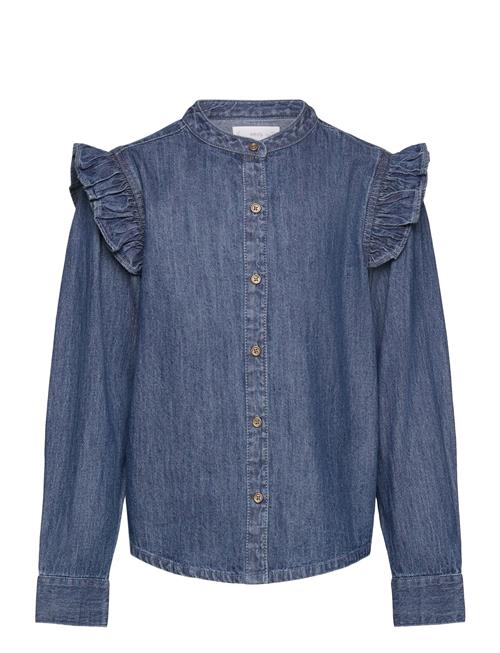 Mango Ruffled Denim Shirt Mango Blue