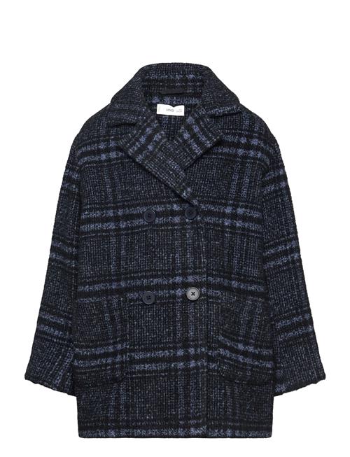 Mango Checked Wool-Blend Coat Mango Navy