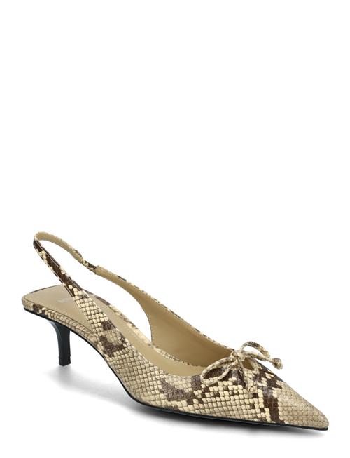 Mango Snake-Effect Kitten Shoes Mango Beige