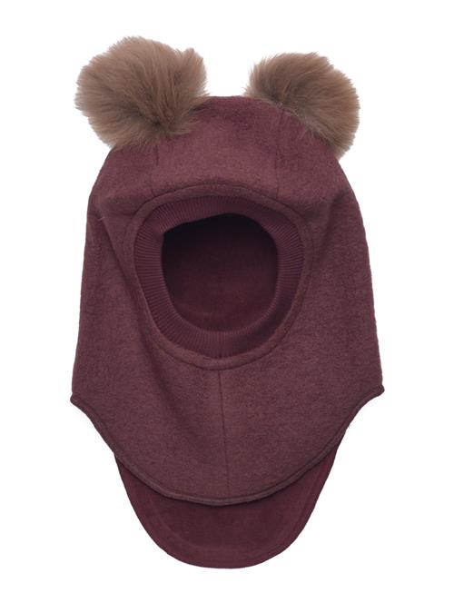 Huttelihut Balaclava Wool Alpaca Pompoms Huttelihut Burgundy