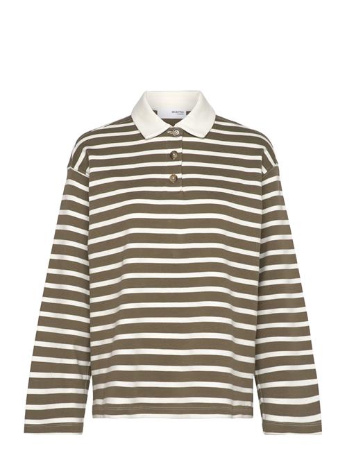 Selected Femme Slfwada Ls Stripe Collar Top Selected Femme Brown