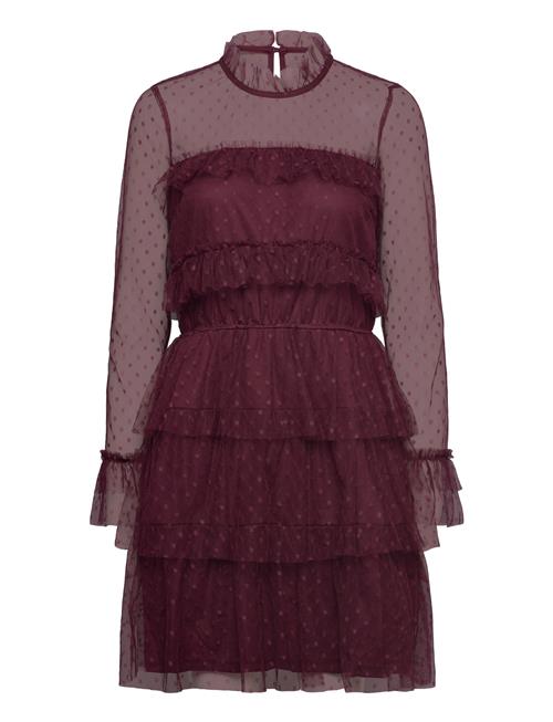 Bubbleroom Rhoda Dotted Mesh L/S Dress Bubbleroom Burgundy