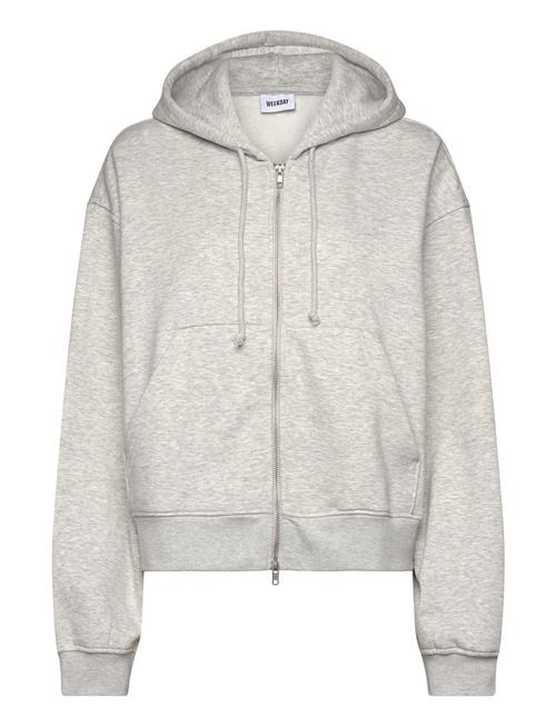 Boxy Zip Hoodie Weekday Grey