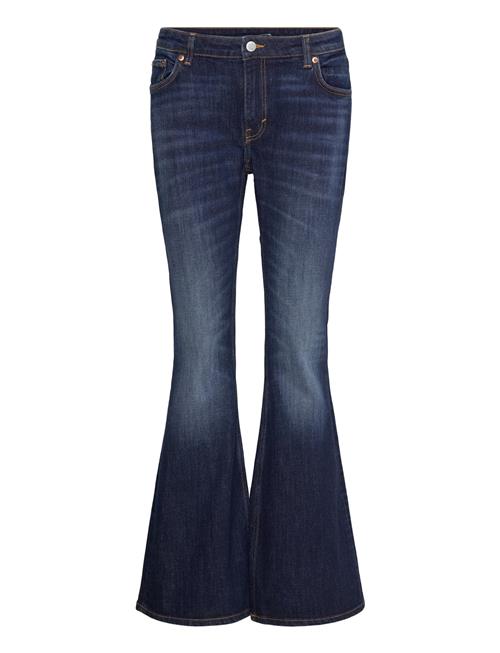 Se Flame Low Rise Slim Flared Leg Jeans Weekday Navy ved Booztlet