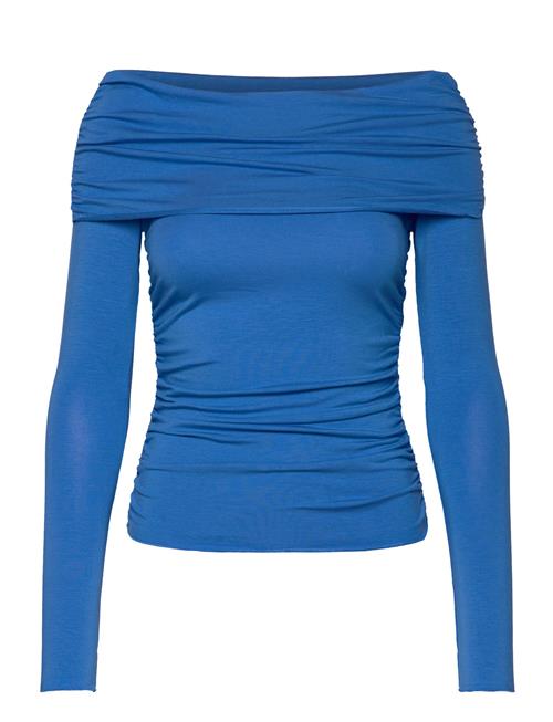 Folded Off Shoulder Long Sleeve Top Weekday Blue