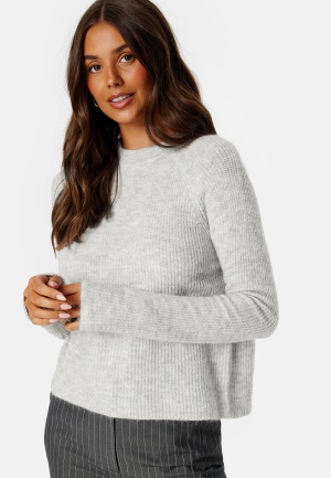 Pieces Ellen LS O-Neck Knit Light Grey Melange L