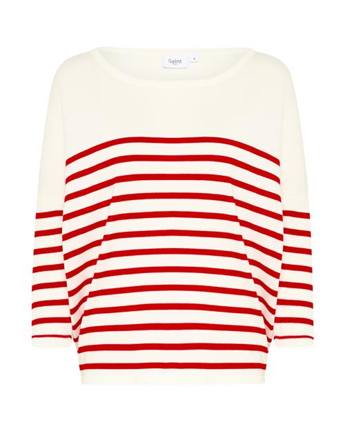 Se SAINT TROPEZ Pullover 'Mila'  rød / hvid ved About You