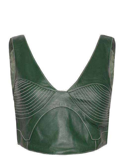 Se Jody Leather Top Hosbjerg Green ved Booztlet