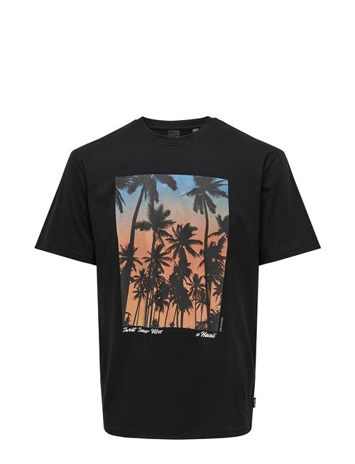 ONLY & SONS Onskolton Reg Beach Photoprint Ss Tee ONLY & SONS Black