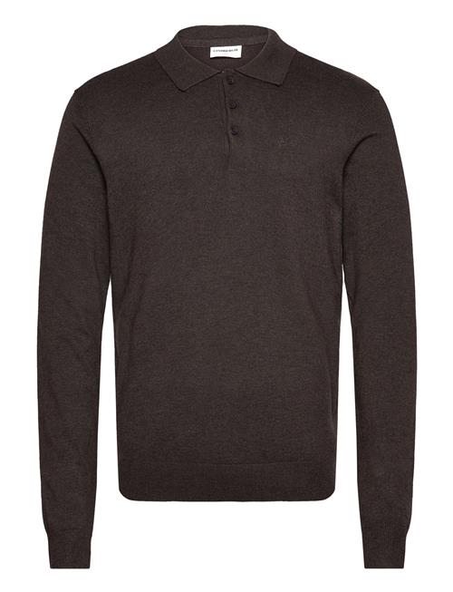 Lindbergh Long Sleeve Knitted Poloshirt Lindbergh Brown