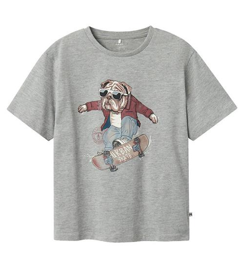 Name It T-shirt - NkmTeaske - Grey Melange m. Print