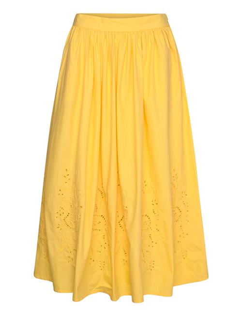 Embroidery Anglaise Midi Skirt Stella Nova Yellow