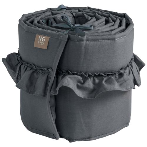 NG Baby Bumper Cradle Linen Med Ruffel Graphite Grey | Grå | 0