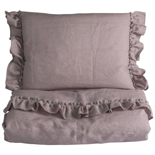 NG Baby Sengesæt Linned Flæser Krybbe/Babycot Dusty Pink | Lyserød | 0