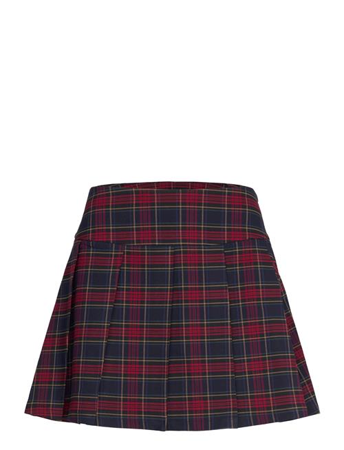 Mango Pleated Check Skirt Mango Navy