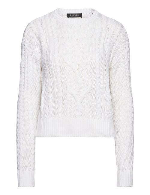 Cable-Knit Cotton Crewneck Sweater Lauren Ralph Lauren White