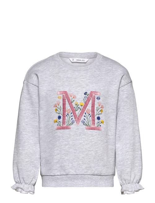 Embroidered Printed Hoodie Mango Grey