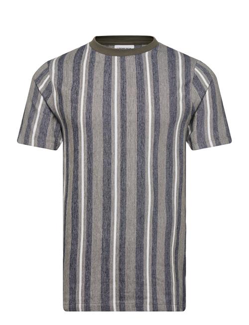 Lindbergh Towel Striped O-Neck Tee S/S Lindbergh Grey