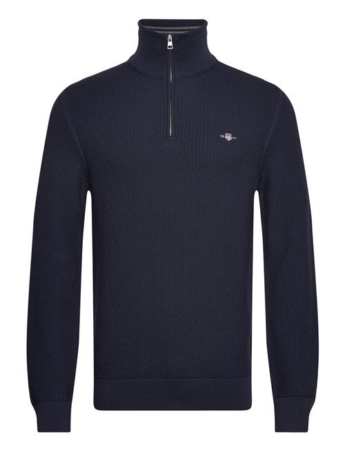 GANT Cotton Micro Textured Half Zip GANT Navy