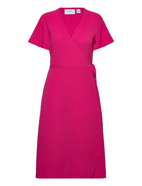 Vila Vilovie S/S Wrap Midi Dress - Noos Vila Pink