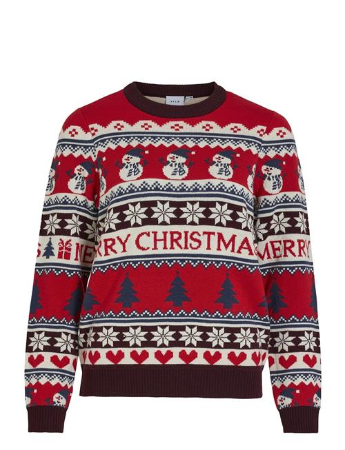 Vila Visnowman L/S Christmas Knit/Ka Vila Red