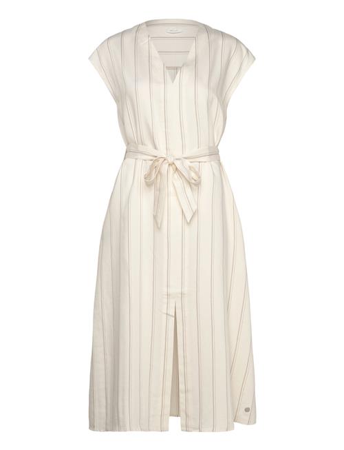 Tamaris Apparel Cutro Striped V-Neck Dress Tamaris Apparel Cream