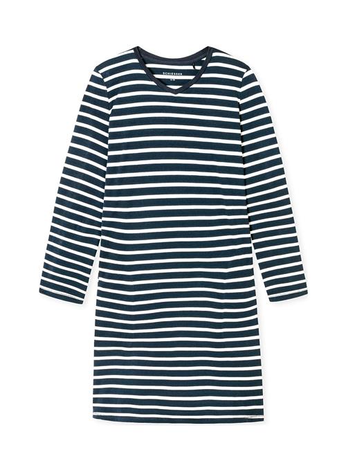 Schiesser Long Sleeve Striped Sleep Shirt Midnight Blue - Casual Essentials Schiesser Navy