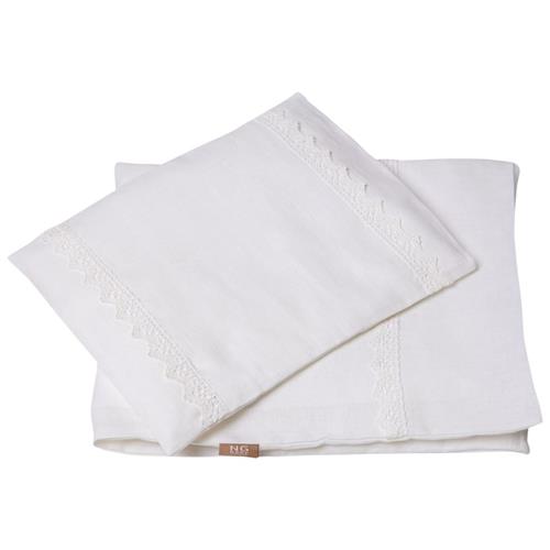 NG Baby Sengesæt Krybbe/Babylagen Med Flæse White One Size      Unisex
