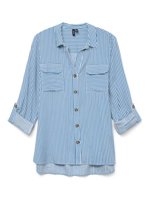 VERO MODA Bluse 'VMBumpy'  himmelblå / hvid