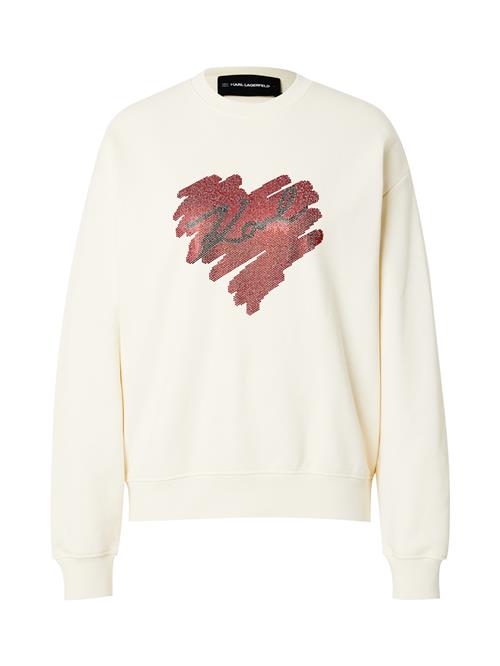 Karl Lagerfeld Sweatshirt 'HEARTS'  creme / carminrød / sort