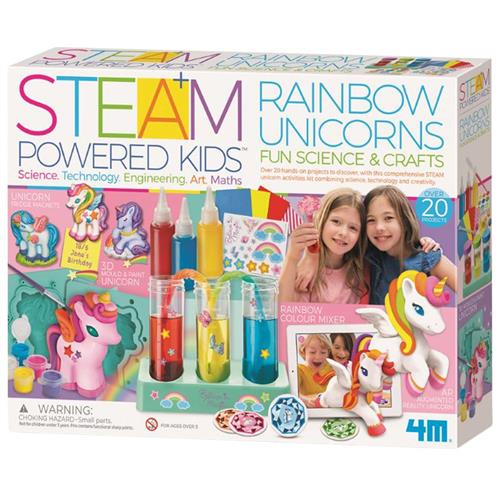 4M STEAM Powered Kids - Rainbow Unicorns Videnskabssæt | Hvid | 5-7