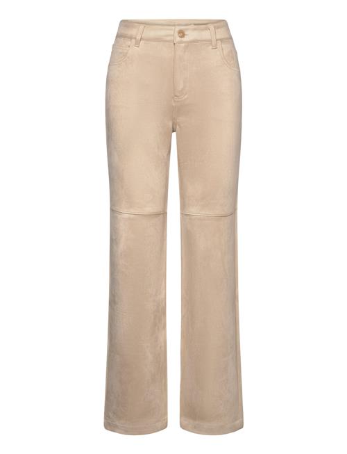 Mango Suede Trousers With Seam Detail Mango Beige