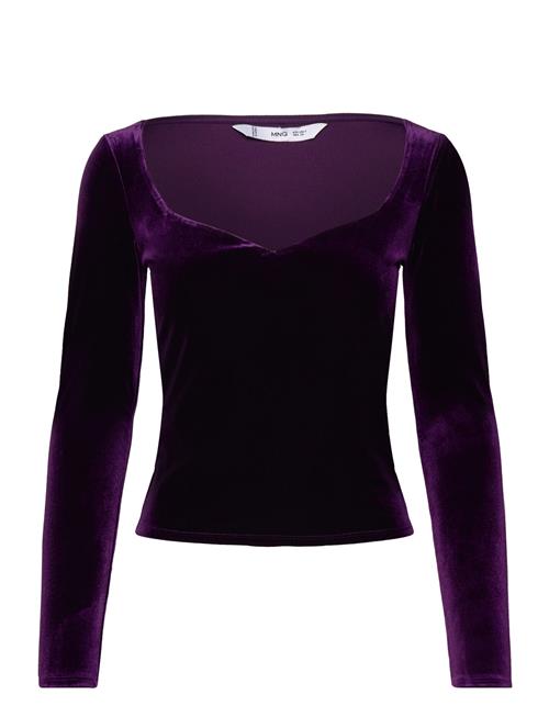 Low-Cut Velvet T-Shirt Mango Purple