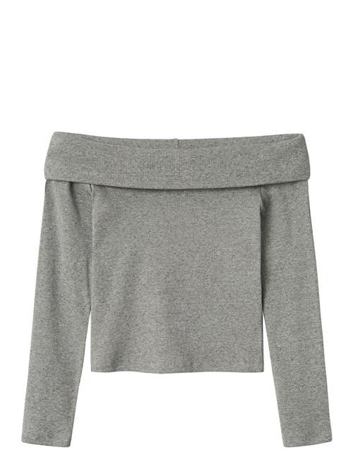 LMTD Nlfkula Ls Off Shoulder Rib Top LMTD Grey