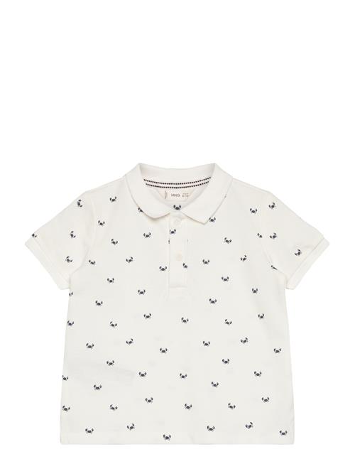 Mango Printed Cotton Polo Shirt Mango White