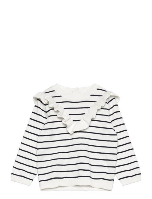 Mango Ruffle Striped Sweater Mango White