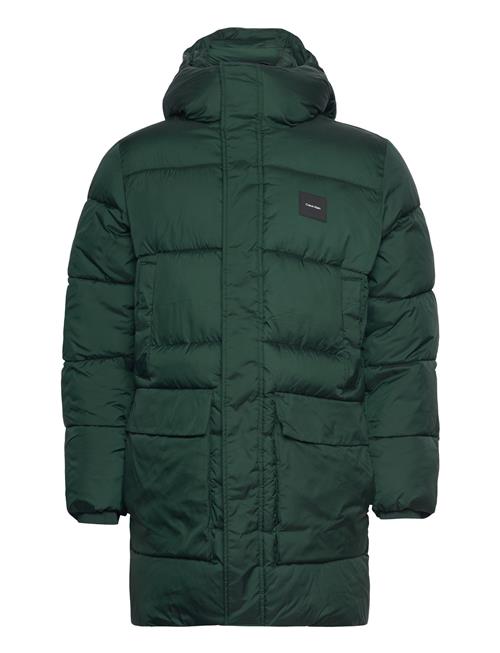 Long Hooded Quilt Puffer Mw Calvin Klein Green