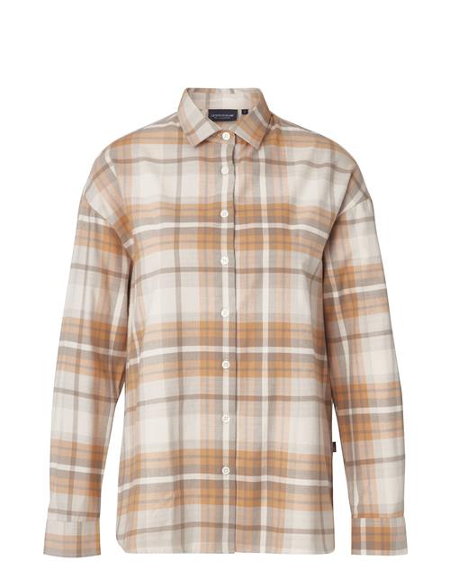 Se Edith Organic Cotton Flannel Check Shirt Lexington Clothing Brown ved Booztlet